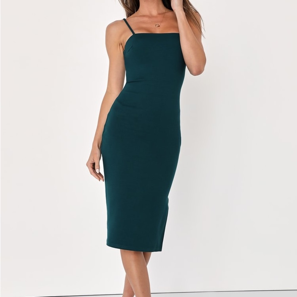 Lulu’s Paulina Forest Green Bodycon Midi Dress
